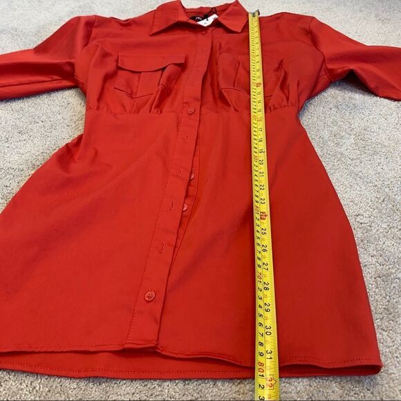 Zara red poplin shirt dress Sz S NWT - Picture 10 of 12
